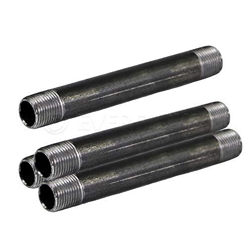 Everflow Supplies NPBL1210-4-P, Steel Nipple Pipe, Build Vintage DIY Furniture With Pre Cut Industrial Iron Pipe, Threaded Malleable Pipe  1/2" x 10" Black ( Pack Of 4) - Thumbnail 2