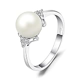 JewelryPalace 8mm Freshwater Cultured Pearl Ring 925 Sterling Silver Size 8