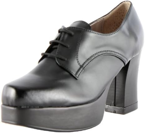 Voivoila Women's Chunky High Heels Platforms Oxfords (US 7.5, Black)