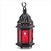 Red Glass Metal Moroccan Candle Holder Hanging Lantern