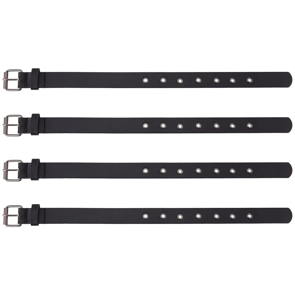 FINGERINSPIRE 4Pcs Traditional Kilt Extender Straps Leather Cuff Belt Buckles 40.7x2.5cm(LxW) Black PU Leather Adjustable Belt with Metal Square Buckle Women's Belt for Coat Jacket Dress Bag DIY Craft