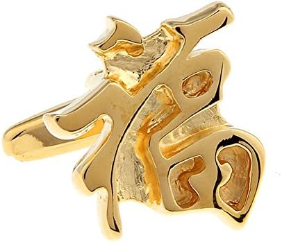 Mens Cufflinks Gold Tone Chinese Symbol Bless Calligraphy Cuff Links B4124