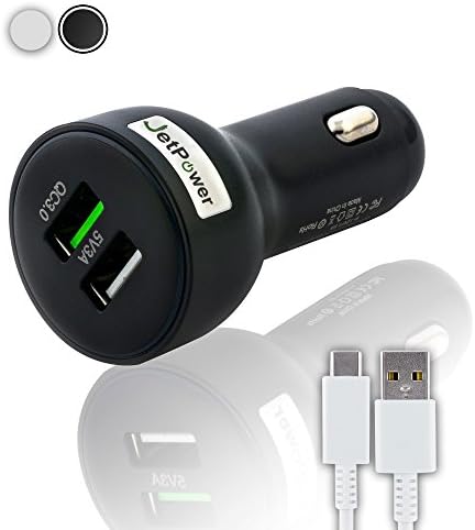 Fast Charge Car Charger Qualcomm 3.0 DC 12v/24v Adapter QC USB Dual Ports, for iPhone 6/6 plus/7/7 plus, 8/8 plus/X, iPad, Google Pixel, Samsung Galaxy and more (Black)