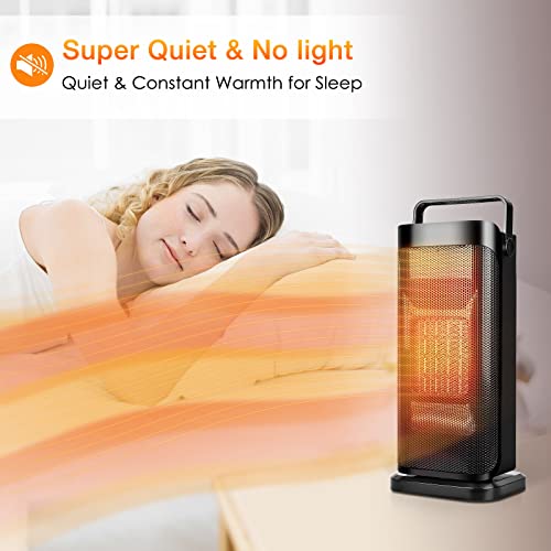 Space Heater for Office - Electric Ceramic Personal Small Portable Desk Tower Heater Fan W/ 120° Oscillating, Thermostat, Fast Heating, Overheat & Tip-over Protection, Ideal for Room Home Indoor Use