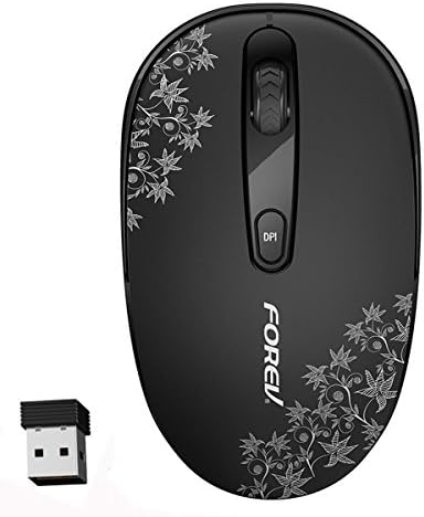 POREV 2.4G Noiseless and Silent Click Slim PC Gaming Wireless Mouse with 12-Month Battery Life,Adjustable DPI Levels 1600 DPI for Notebook,PC,Laptop (Black)