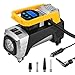 rourlinge 12V DC Air Compressor Pump, 150 PSI Car Digital Display Auto Pump Tire Inflator with Preset Pressure Auto Shut Off Gauge and Emergency Light for Car Tyre, Motorcycle, Bicycle (Black)