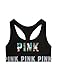 Victoria's Secret PINK Logo Racerback Bra Top Black Tropical Graphic