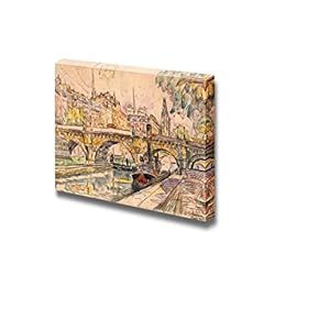 Tugboat at The Pont Neuf, Paris by Paul Signac - Canvas Print Wall Art Famous Painting Reproduction - 12" x 18"