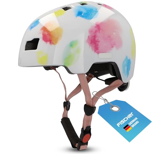 FISCHER BMX Fahrradhelm, Radhelm, Dirt Bike Helm Plus Splash, S/M (head size: 54-58 cm), bunt, mit integriertem LED-Rücklicht