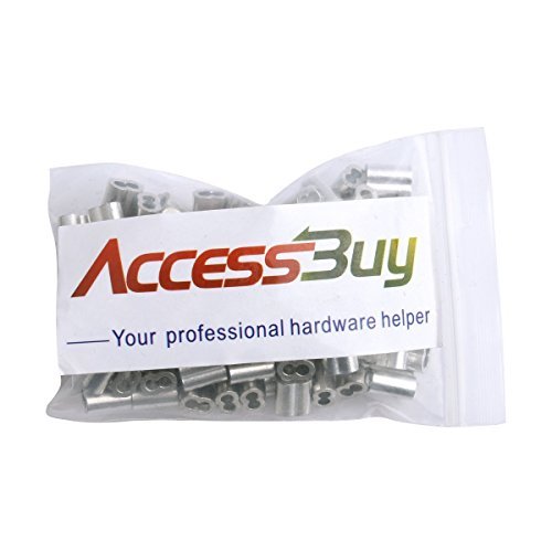 Accessbuy 100 Pieces Aluminum Crimping Loop Sleeve for 1/8 Inch Diameter Wire Rope and Cable - Thumbnail 4
