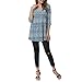 Destinas Women's 3/4 Sleeve Geometric Floral Print Tunic Blouse Tops Shirts (2XL, Blue)