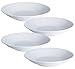Y YHY Pasta Salad Bowls, Shallow Bowls 30 Ounces, White Pasta Plate Bowls, Set of 4, Stripe Pattern