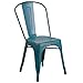 Flash Furniture Commercial Grade Distressed Kelly Blue-Teal Metal Indoor-Outdoor Stackable Chair