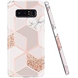 JAHOLAN Galaxy Note 8 Case Bling Glitter Sparkle Rose Gold Marble Design Slim Flexible Bumper Glossy TPU Soft Rubber Silicone Cover Phone Case for Samsung Galaxy Note 8