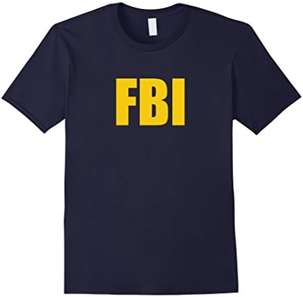 Mens FBI Agent Funny Halloween Costume Navy Gold Tee Shirt Medium Navy