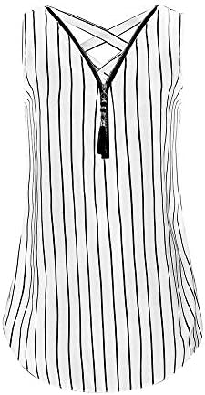 Hengshikeji🌹Women Loose Sleeveless Tank Top Cross Back Hem Layed Zipper V-Neck T Shirts Tops Girls