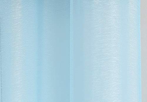 Warm Home Designs Pair of 2 Standard Size 54" (Width) x 84" (Length) Aqua Blue Sheer Window Curtains. 2 Elegant Voile Panel Drapes are 108 Inch Wide Total - K Baby Blue 84" - Thumbnail 2