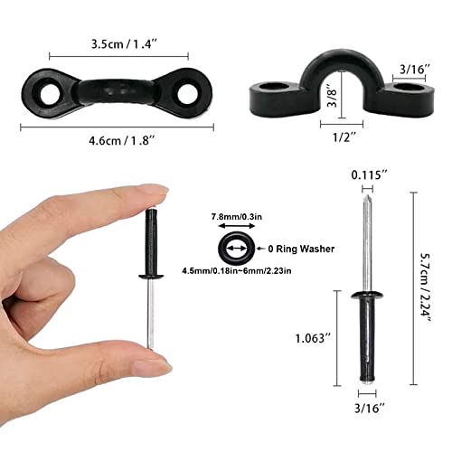 Kayak Anchor Trolley Kit System w/Pulleys Deck Loops Tie Down Pad Eyes Anchor Cleats Ring Screws