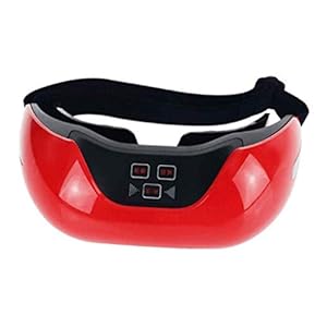 QWSA Wireless Charging Eye Protection Instrument, 3D Green Light Vision Recovery Training Instrument Wrinkle Fatigue Relieve Vibration Massage Hot Compress Therapy Glasses (Red)