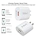 Quick Charge 3.0 Wall Charger,18W QC 3.0 Charger, Fast Charger Compatible for Galaxy S8/S7/Edge/Plus, Note 8/7, HTC One A9/M9, iPhone, iPad and More(White)-2 Pack