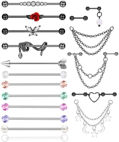 thumbnail image 2 of Piercing Industrial Serpiente 14G 38mm Titanio Industrial Barbell Pier 2 of 14