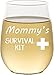 Personalized Mommy's Survival Kit Funny Wine Glass, 17 oz Engraved Stemless Wine Glass for Mother's Day Gift, Gift For Mom, Sister, Friend - SG13