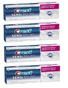 Crest Sensi-Relief Toothpaste, Whitening, Clean Mint 4.1 Ounce Each  (4 Pack)
