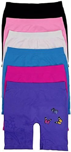 GPGD Girl's Value Pack of 6 Long Boyshorts Bike Shorts Butterflies (Small (4-7))
