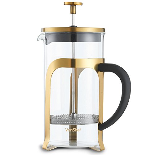 VonShef French Press Cafetiere Glass Heat Resistant Coffee Maker
