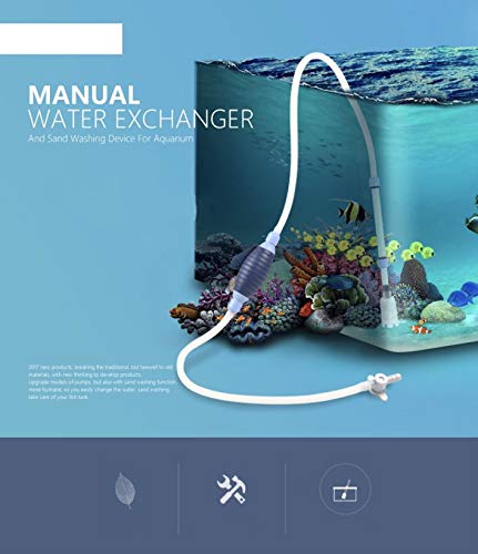 InABox Fish Tank Gravel Cleaner – Aquarium Water Changer Siphon Pump Vacuum Pump Gravel Sand Cleaner No Spill Clean Long Nozzle Flow Controller BPA Free