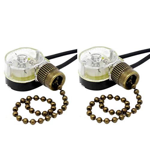 Pull Chain Switch Zing Ear ZE-109 Ceiling Fan Switch Ceiling Fan Light Lamp Replacement 2 Pack Bronze - Thumbnail 5