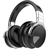 COWIN E7 Active Noise Cancelling Bluetooth Headphones with Microphone Hi-Fi Deep Bass Wireless Headphones Over Ear, Comfortable Protein Earpads, 30H Playtime for Travel Work TV Computer Iphone - Black