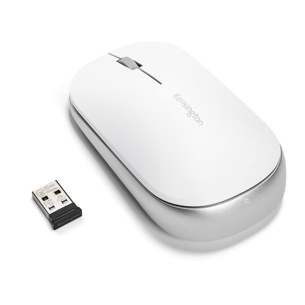 Kensington Wireless Mouse - SureTrack Dual Wireless Ambidextrous Mouse, Slim Mouse for Laptop, Desktop or Home Office, Works with Chrome, Mac, Windows and Android- White (K75353WW)