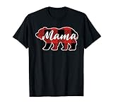 Family Valentine Matching Buffalo Plaid Mama Bear T-shirt
