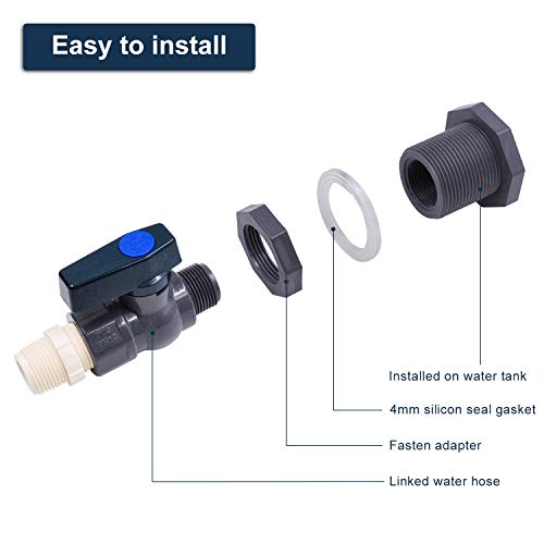 PowGrow Rain Barrel Spigot, 3/4" Rain Barrel Valve with Bulkhead