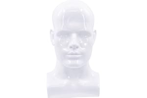 MIAOMANZI PVC Mannequin Head Black Male Manikin Dummy Stand Model Display Hat Scarf Wigs Hair Glasses Hat Beauty Styling Tool (white)