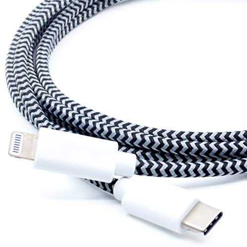 Lightning to USB C Cable [Apple MFI Certified & 6 Feet Long] Rugged Woven Charging Cable for