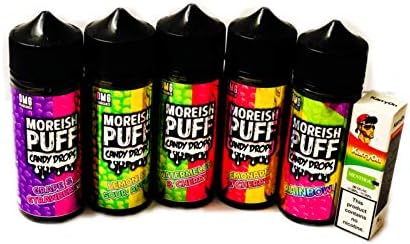 Moreish Puff Candy Drop Series (Rainbow) Flavour 100ml 70VG / 30PG with 1 Bottle of Karry On 10ml by Straight Drive
