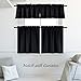 DONREN 30 Inch Length Curtains- 2 Panels Blackout Thermal Insulating Small Curtain Tiers for Bathroom with Rod Pocket (Black,42 Inch Width)