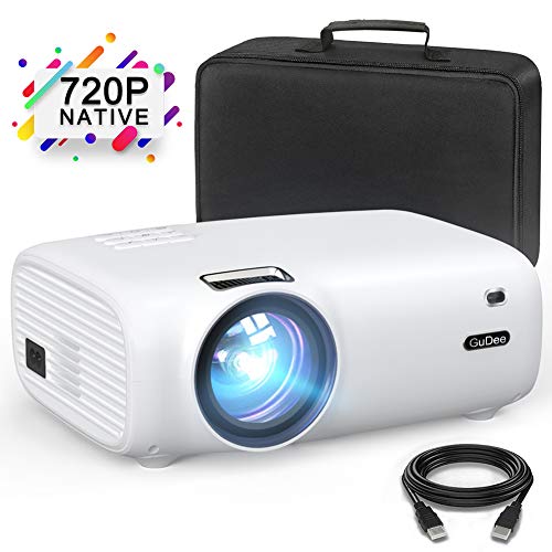 GuDee Mini Projector, Portable Video Projector, 4000 Lux Full HD 1080P Projector, 200″ Display Supported, 50000 Hrs Home Movie Projector for Laptop/MAC/DVD/TV/Xbox/Games/Phone with HDMI/VGA/USB/AV