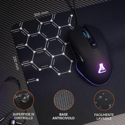 G-Lab Combo Yttrium - Set di tastiera e mouse da gioco, Combo 3 in 1 con tastiera da gioco QWERTY 105 tasti, mouse da gamer 2600 dpi, tappetino per mouse gamer - PC/PS4/PS5 (nuova versione)