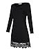 MISSKY Women Floral Lace Stitching A-line Long Sleeve Loose Causal Knee Length Dress