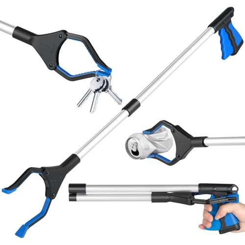 80 cm Pegador de Objetos Garra Mão Mecânica, Garra de Alcance Dobrável para Pegar, Ferramenta de Coleta com Mandíbula Giratória de 360°, Ferramenta de Alcance Pegador de Objetos a Distancia