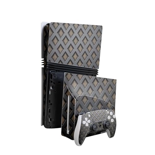 Skin Compatible with PlayStation 5 Pro Bundle + Disc Drive for PS5 - Black Wall…