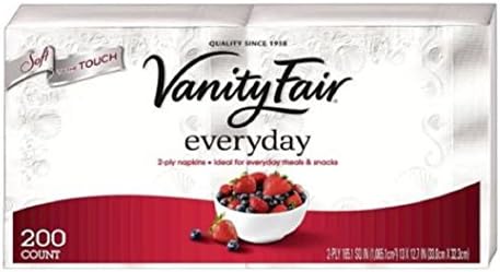 Vanity Fair Soft strong cloth-like texture Napkins Everyday, Family Pack, 400 Ct ,13 x 12.75 inches White, 2-ply(pack Of 2- 200 Ct)
