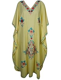 Womens Kaftan Dresses Kimono Dresses Alessia Embroidered Maxi Long Beach Cover up One Size