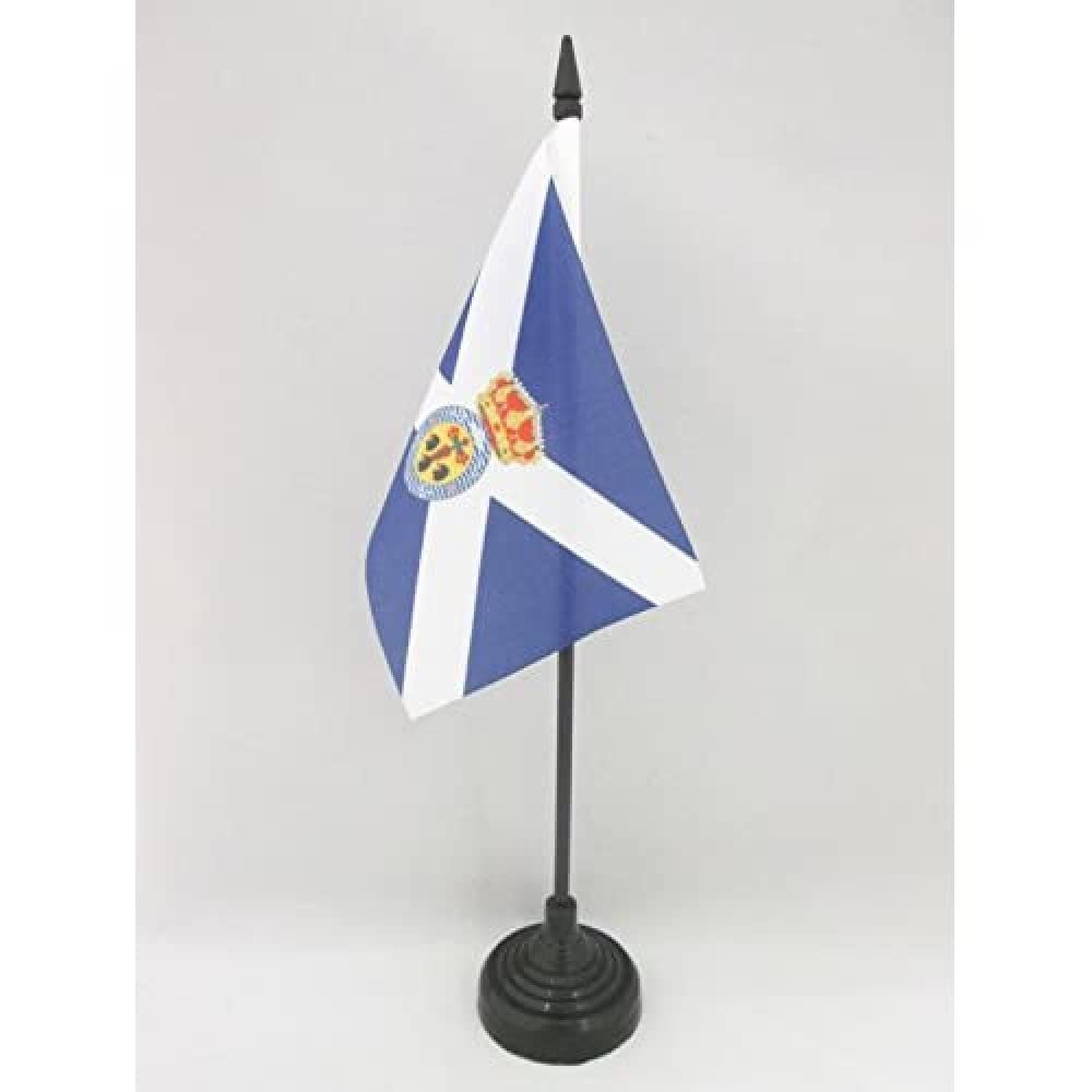 AZ FLAG - Santa Cruz de Tenerife Table Flag 4'' x 6'' - Santa Cruz Office Mini Banner 100% Polyester 15 x 10 cm - Mini Desk Flag with 10'' Pole and Black Plastic Base
