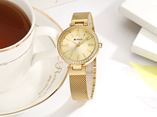 Hermoso Reloj Curren, Reloj de Cuarzo de Moda Casual para Mujer Crystal Design Lady Gift relogio Feminino - Imagen 5