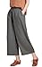 Ecupper Women's Elastic Waist Causal Loose Trousers Plus 100 Linen Cropped Wide Leg Pants