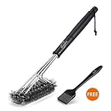 PAPAYAY BBQ Grill Brush, 18 Inches Best 360° Barbecue Grill Cleaner - 3 Stainless Steel Brushes In 1 -Perfect For Char-Broil, Weber, Porcelain And Infrared Grills + Free Basting & Pastry Brush
